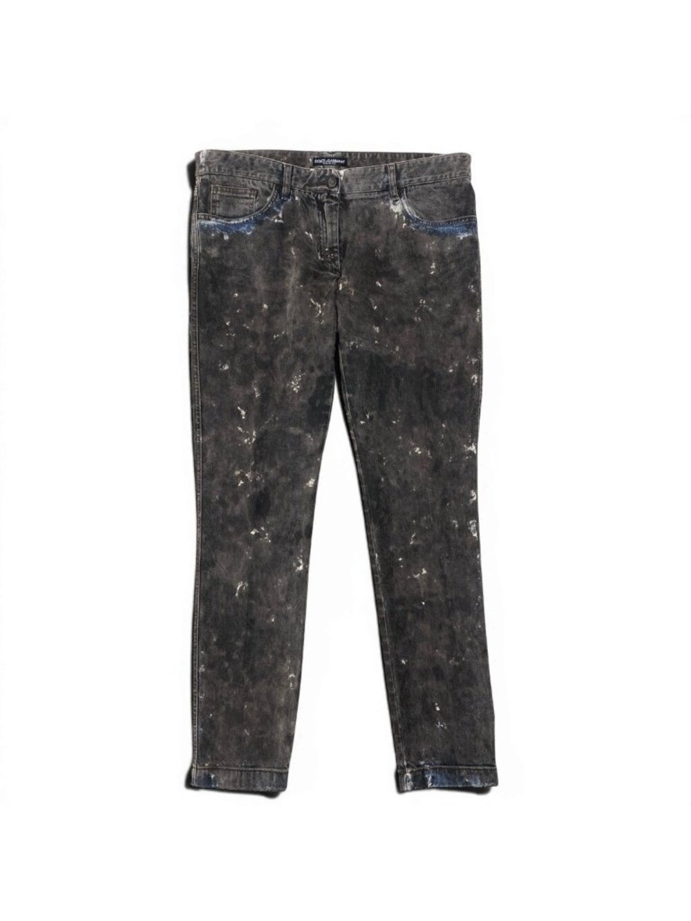 Dolce & Gabbana Paint Denim Pants Logo Plate Gray Jeans